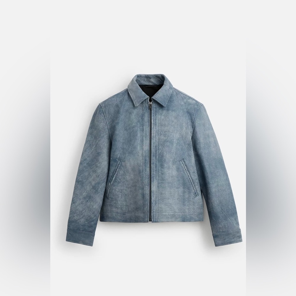 ZARA WASHED EFFECT 100% BUFFALO LEATHER JACKET